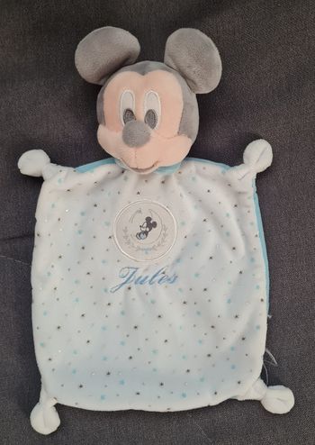 Doudou plat Mickey blanc et bleu - Etoiles / Lune avec Mickey - Jules -Disney