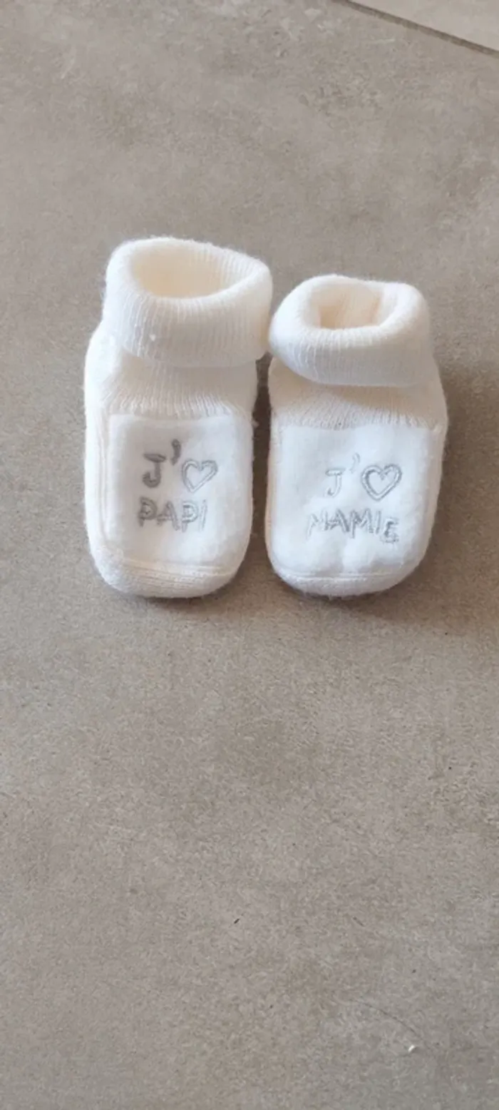 Chaussons j'aime papi, j'aime mamie naissance