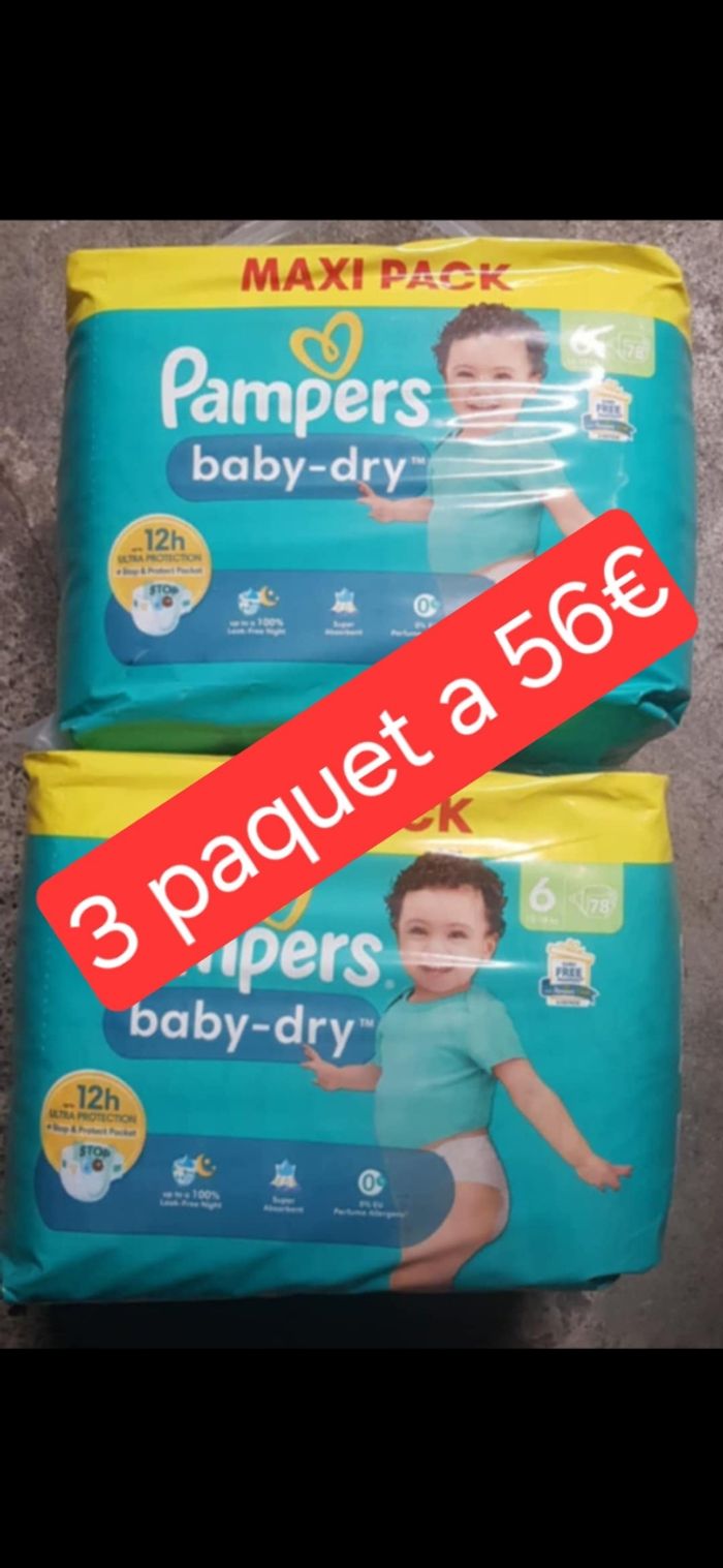 3 paquet de couche pampers taille 6 a 56€