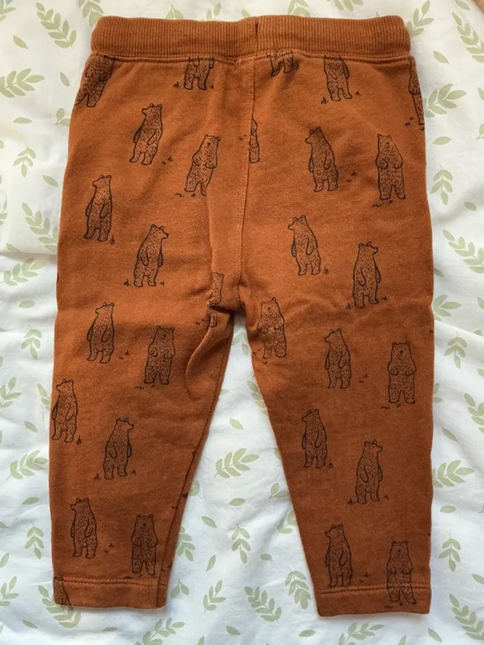 pantalon marron motifs ours 12 mois bout'chou lien de serrage - photo numéro 5