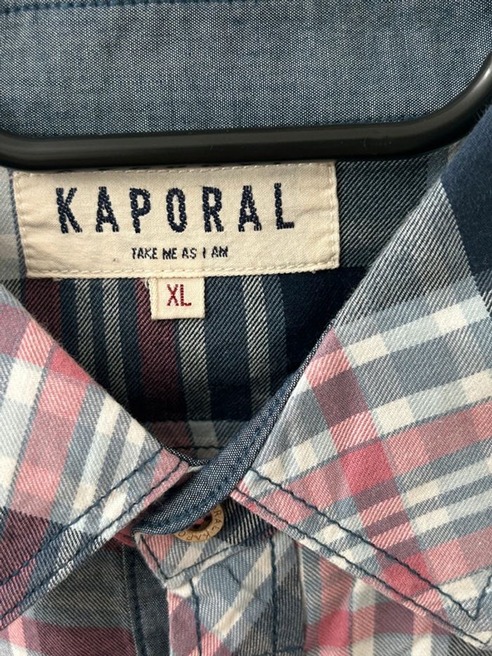 Chemise à carreaux bleu et rose manches longues - kaporal - xl en coton - photo numéro 4