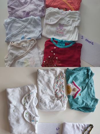 Lot bodies, T shirt manches longues , gilet 3 mois
