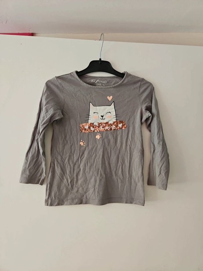 Tee-shirt manche longue fille chaton taille 6 ans