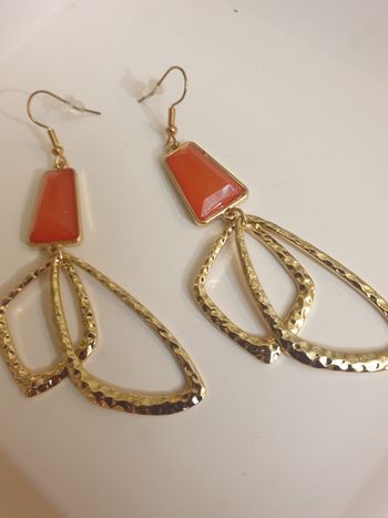Boucles d'oreilles doré et orange 