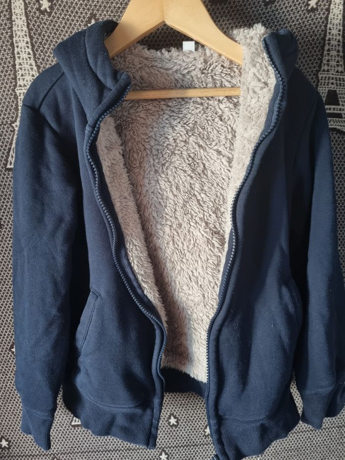 Gilet zippé marine intérieur fourré 9-10ans très chaud mixte