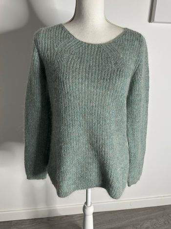Pull alpaga et mohair vert sauge bleu turquoise pailleté 123 T38 M