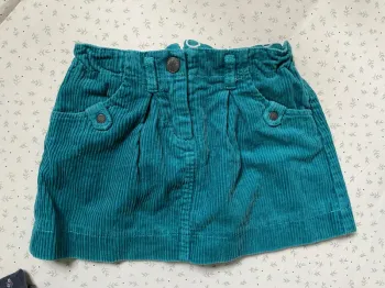 Jupe velours bleu canard 4 ans