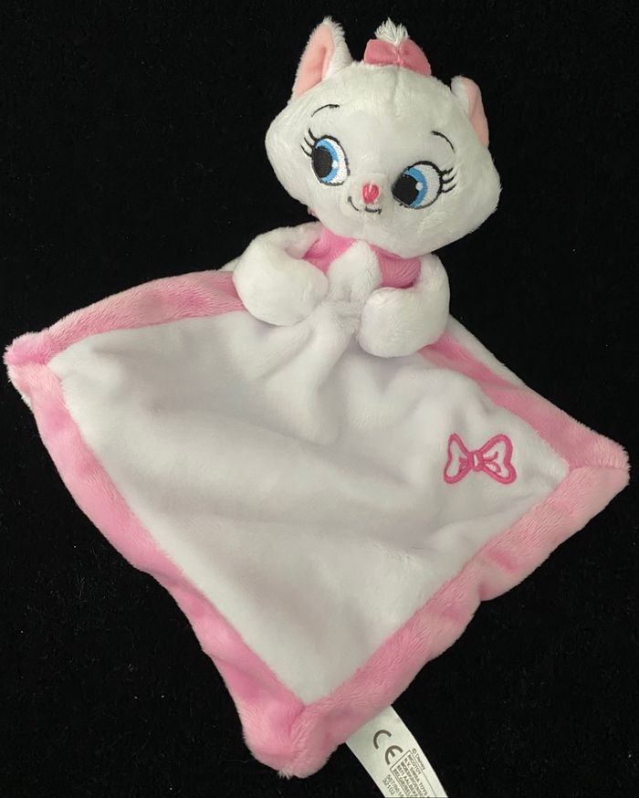 ❤️Doudou plat mouchoir Marie chat blanc rose Disney Nicotoy