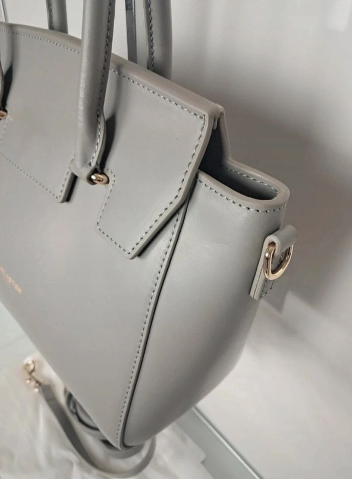 Lancaster sac à main sacoche porte document cabas bandoulière en cuir gris été neuf - photo numéro 5