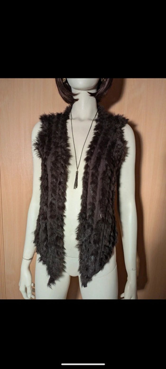 Gilet marron sans manche tout doux