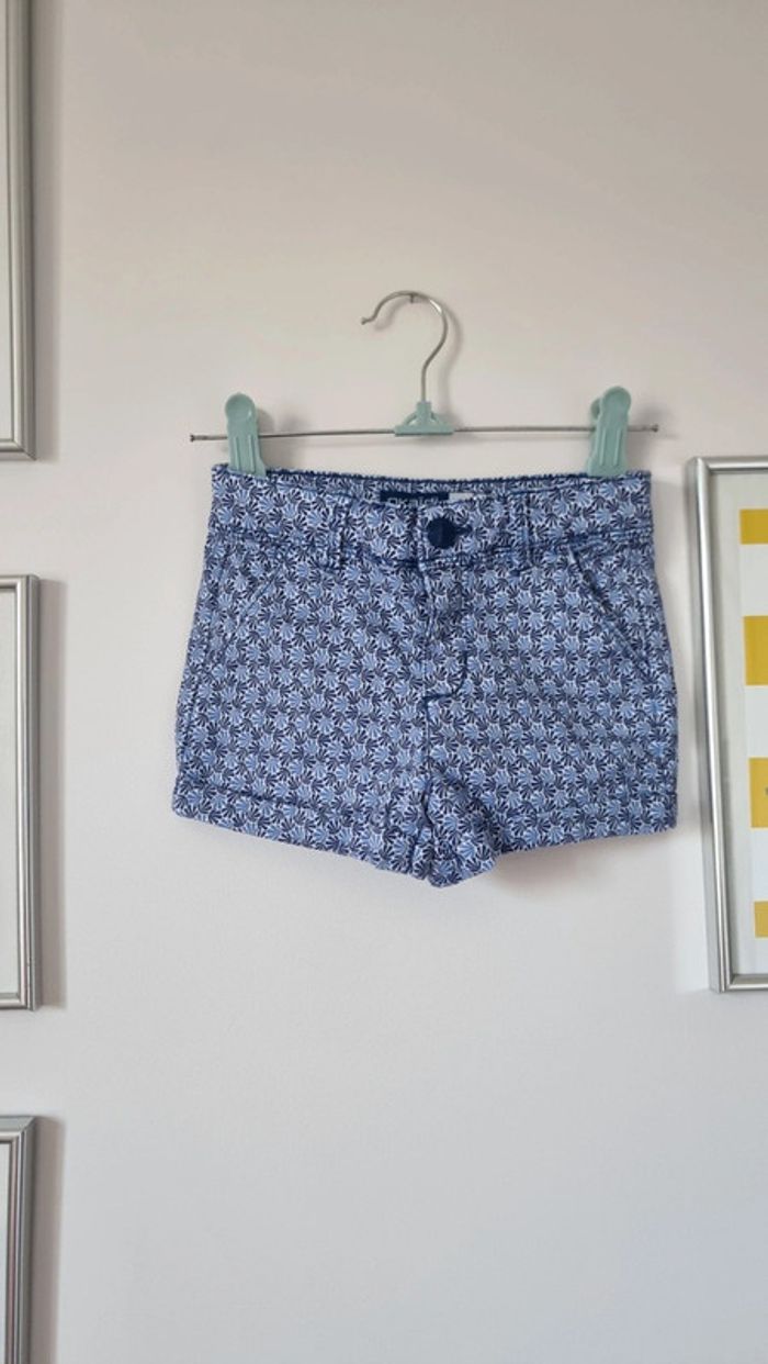 Short bleu okaidi chino taille 4ans neuf ceinture ajustable - photo numéro 2