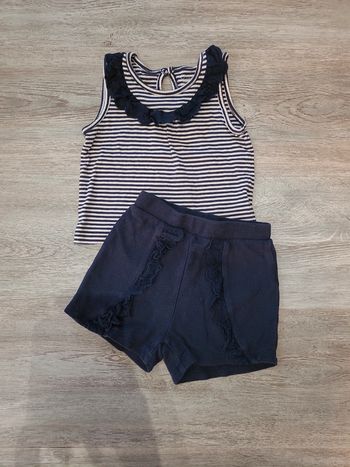Ensemble short et débardeur bleu marine rayé Primark