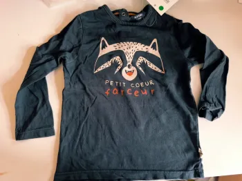 311150 tee-shirt ML marine garçon 24 mois kiabi "petit coeur"