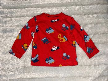 T-shirt manche longue rouge à motif