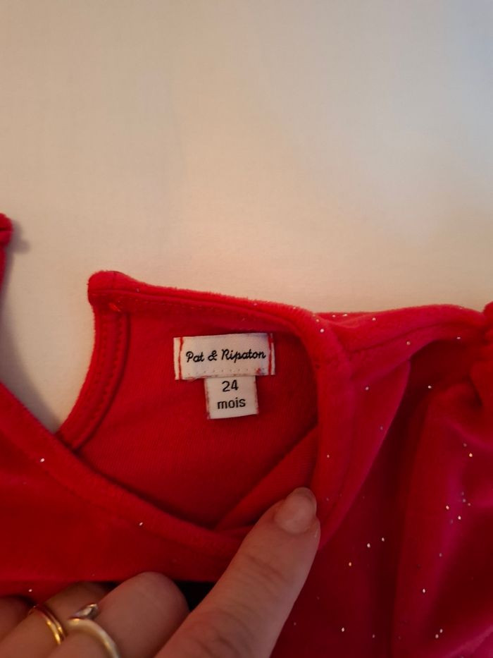 Superbe petite robe velours pailletée 24 mois tbe - photo numéro 5