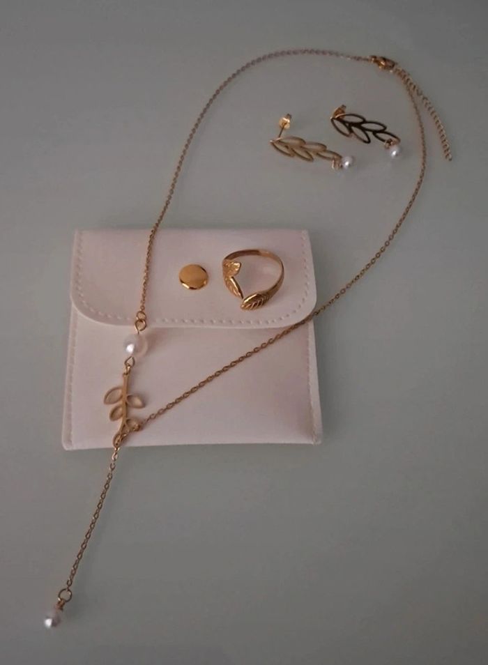 Parure acier inoxydable feuille perle - photo numéro 8