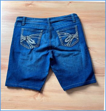 Short en jean vintage Femme Bleu marine brodé strass – Taille M/L L