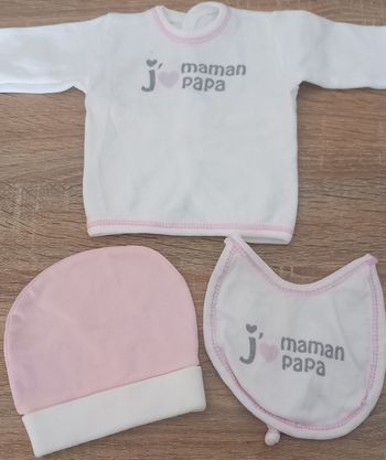 Ensemble fille taille naissance j'aime maman papa