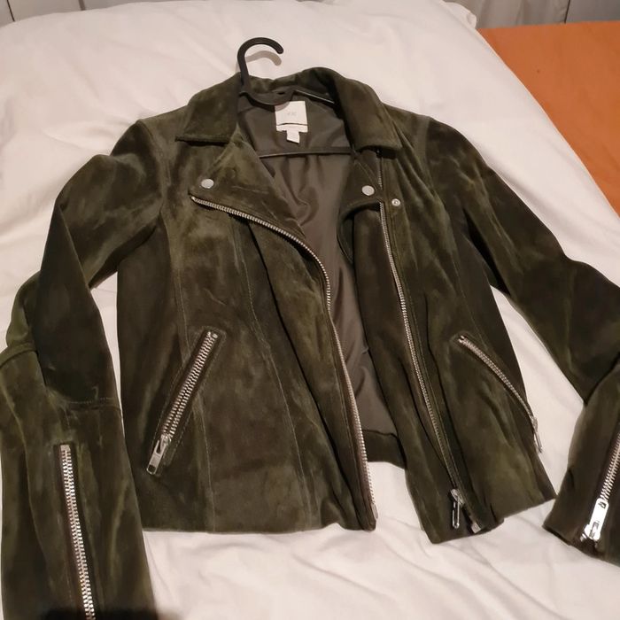 Veste en cuir daim kaki 💚 - photo numéro 3