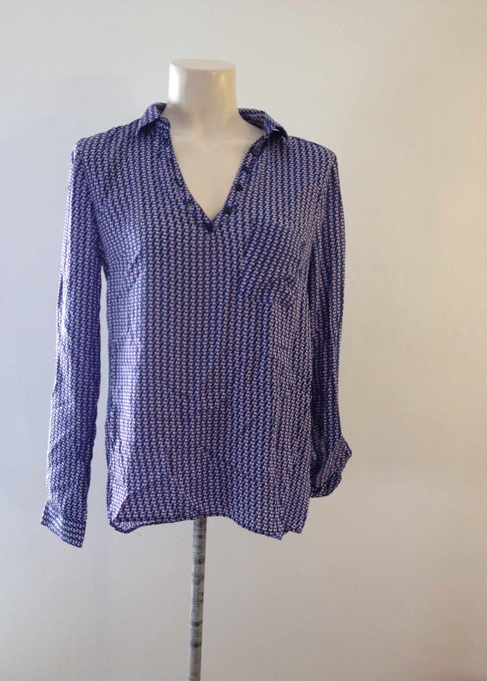 Blouse fluide à motifs - manches longues - taille L - look féminin