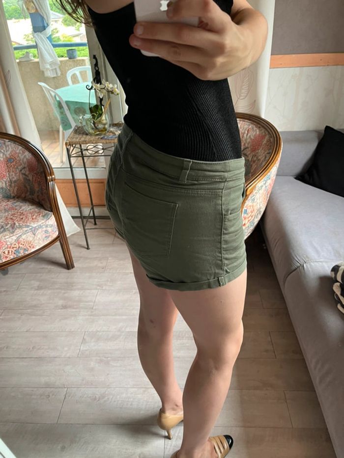 Micro short jean taille basse y2k 2000yer kaki - photo numéro 3