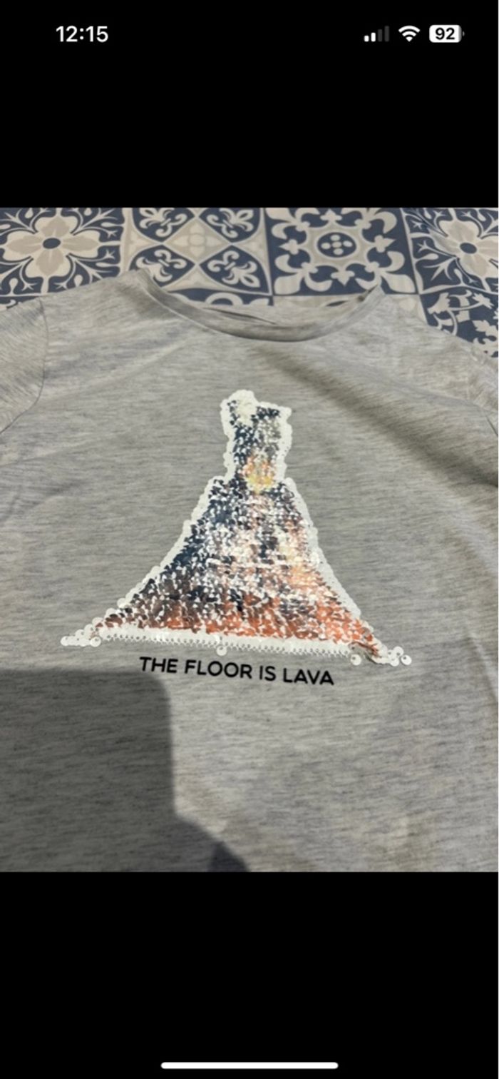 Teeshirt manches longues à sequin gris clair motif volcan - photo numéro 5