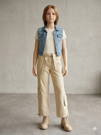 Pantalon en toile avec ceinture beige Taille 14 ans