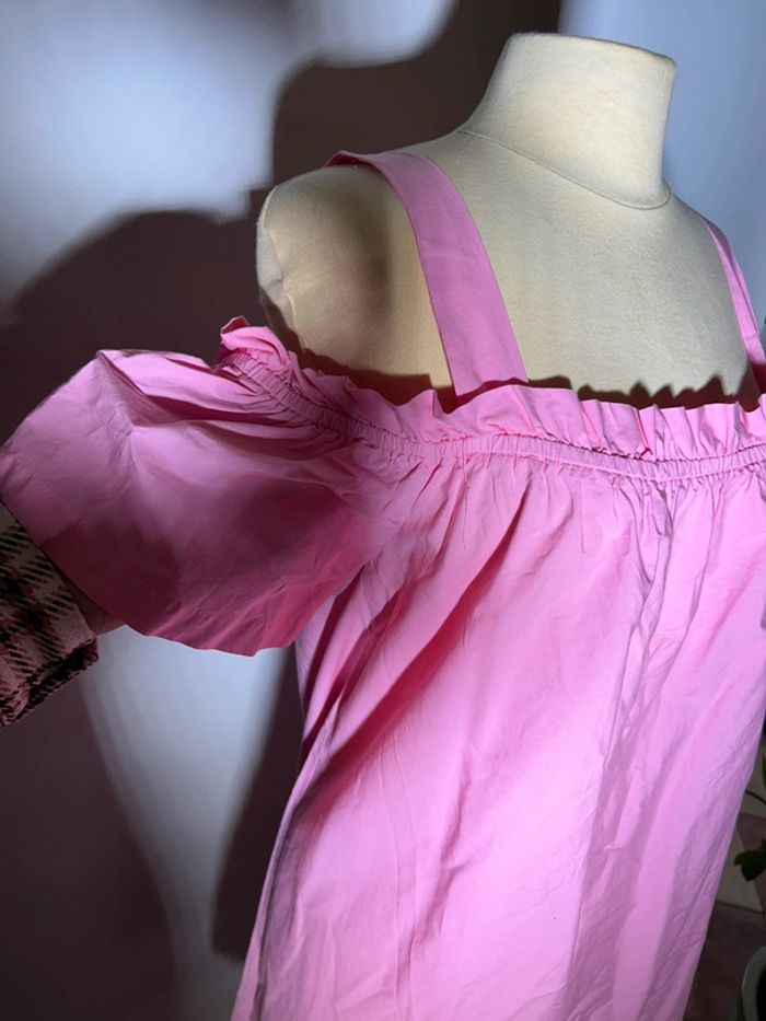 Robe d'été épaules dénudées rose - photo numéro 3