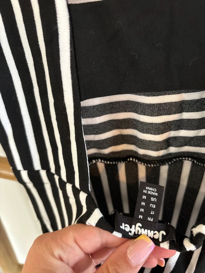 Robe longue à rayures - noir et blanc - photo numéro 5