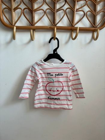 T-shirt manches longues rayé pomme  6 mois