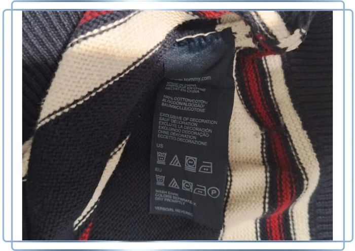 Pull / crewneck rayé multicolore tommy hilfiger col V homme - taille S (58) - photo numéro 10
