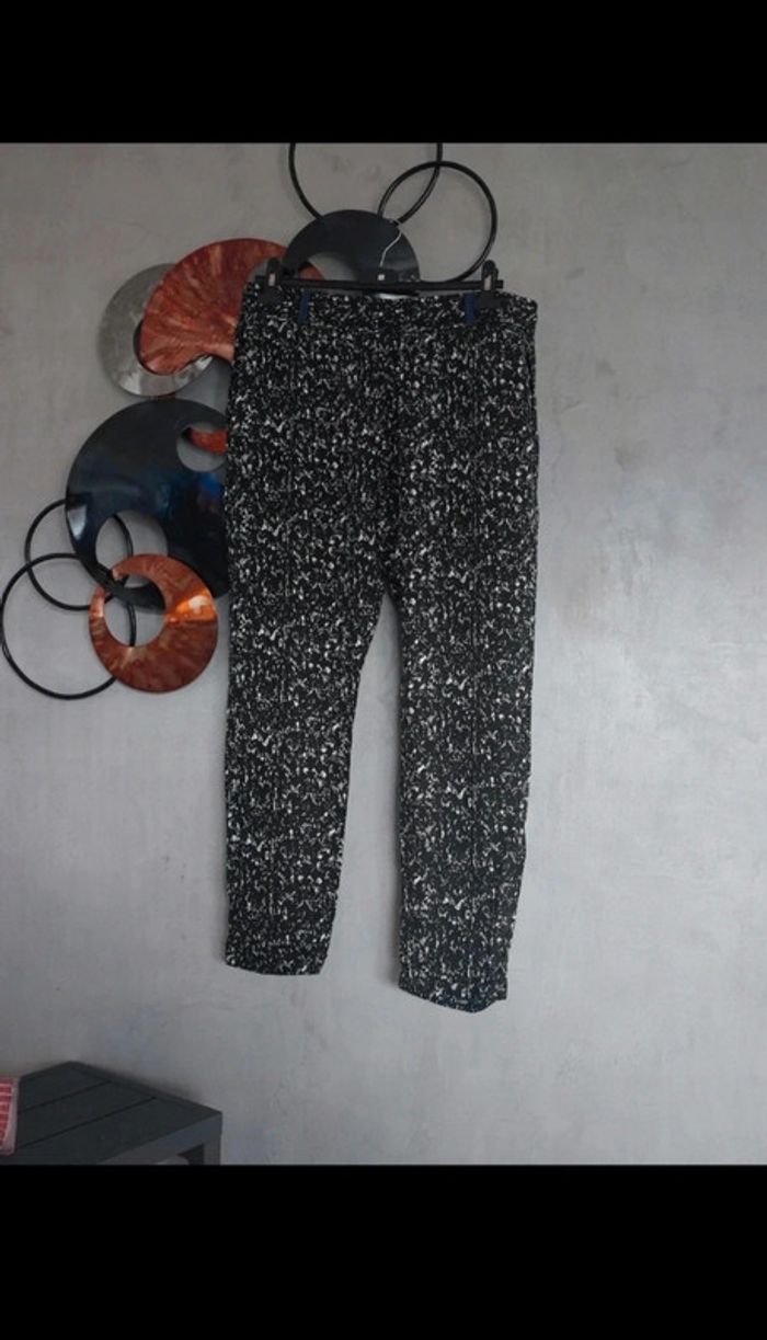 Pantalon en tissu fin souple noir et blanc Gémo - photo numéro 3