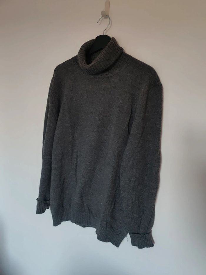 Pull col roulé en alpaga 70% gris taille L