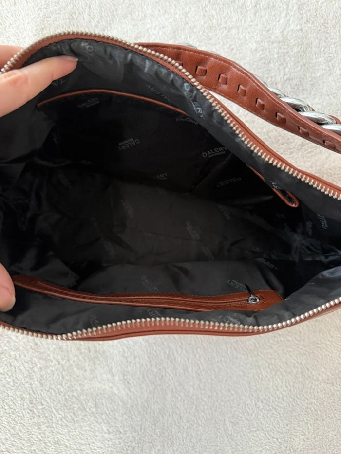Petit sac à main bandoulière classe élégant en similicuir marron avec lanières - photo numéro 6