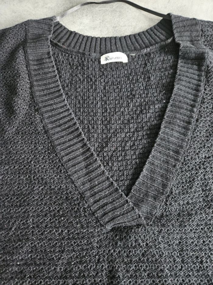 Pull tunique en mailles femme - Taille 46 / XXXL - Kwoman - Noir uni - photo numéro 6