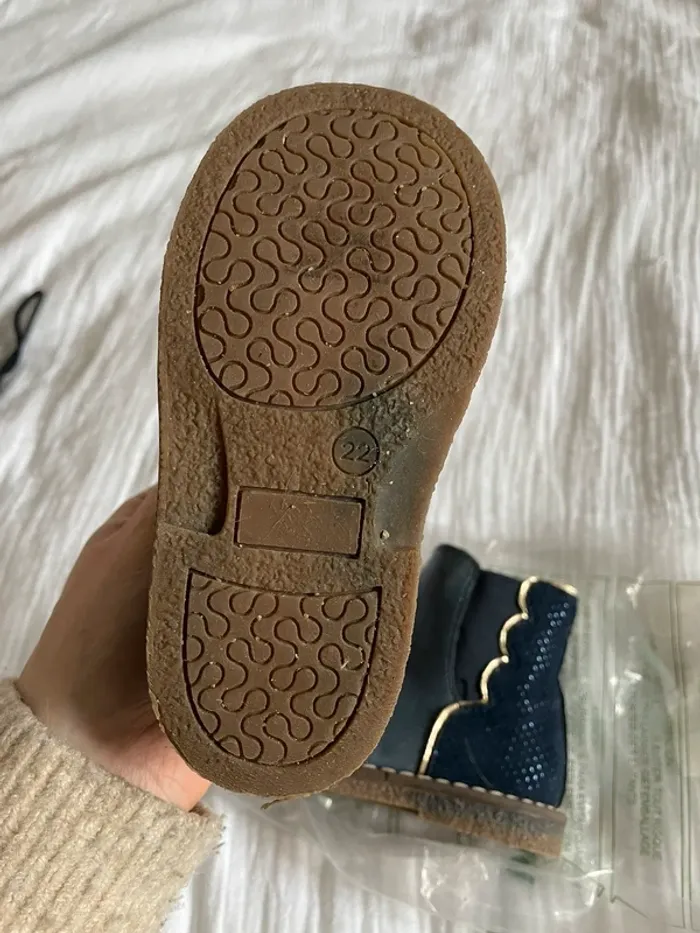 Bottines cuir fille 22 La Redoute bleues - photo numéro 2