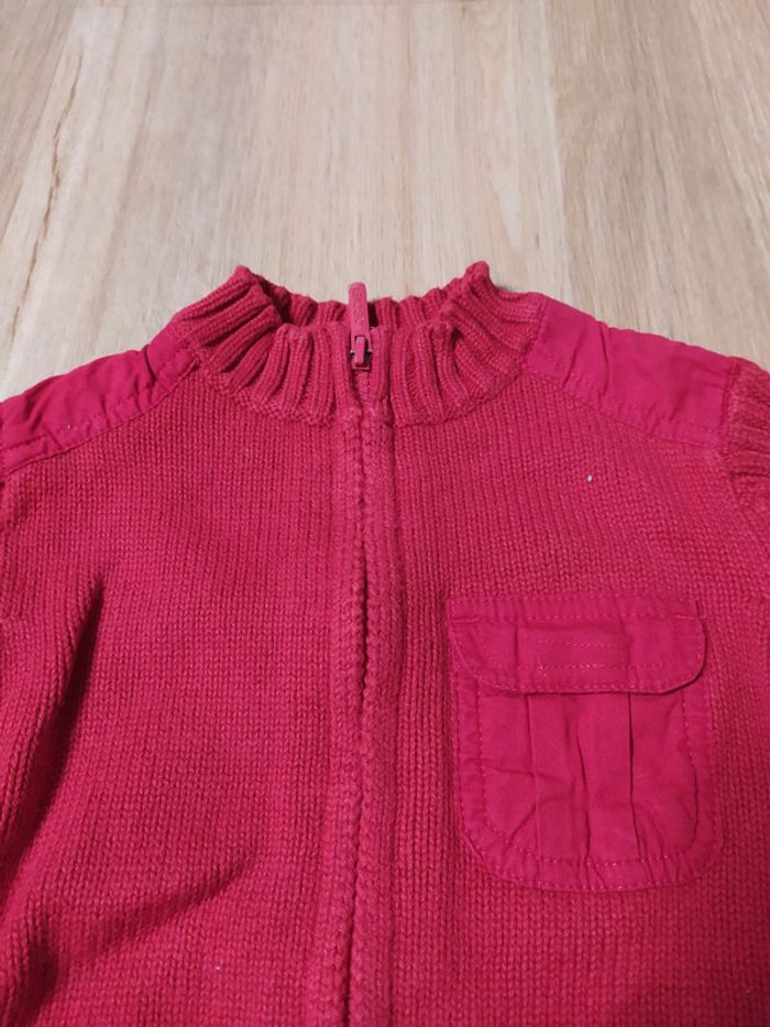 Pull Gillet zippé obaibi 12 mois rouge