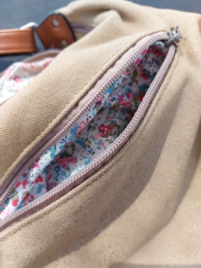 Sac Mandoline en toile, moutarde, légèrement pailleté - photo numéro 6
