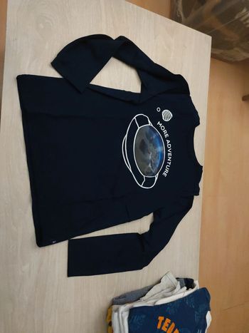 Tee shirt manches longues marine Okaïdi 3D 10 ans