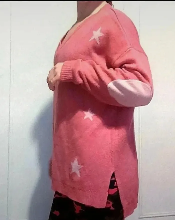 Pull femme rose motif étoile t m 38 l 40 état impeccable - photo numéro 3