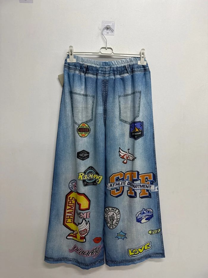 ensemble effet jean chemise avec pantalon imprimé américain usa LA - photo numéro 11