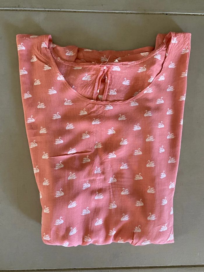 Robe d’été rose corail avec cygne et noeud dans le dos taille S - photo numéro 20