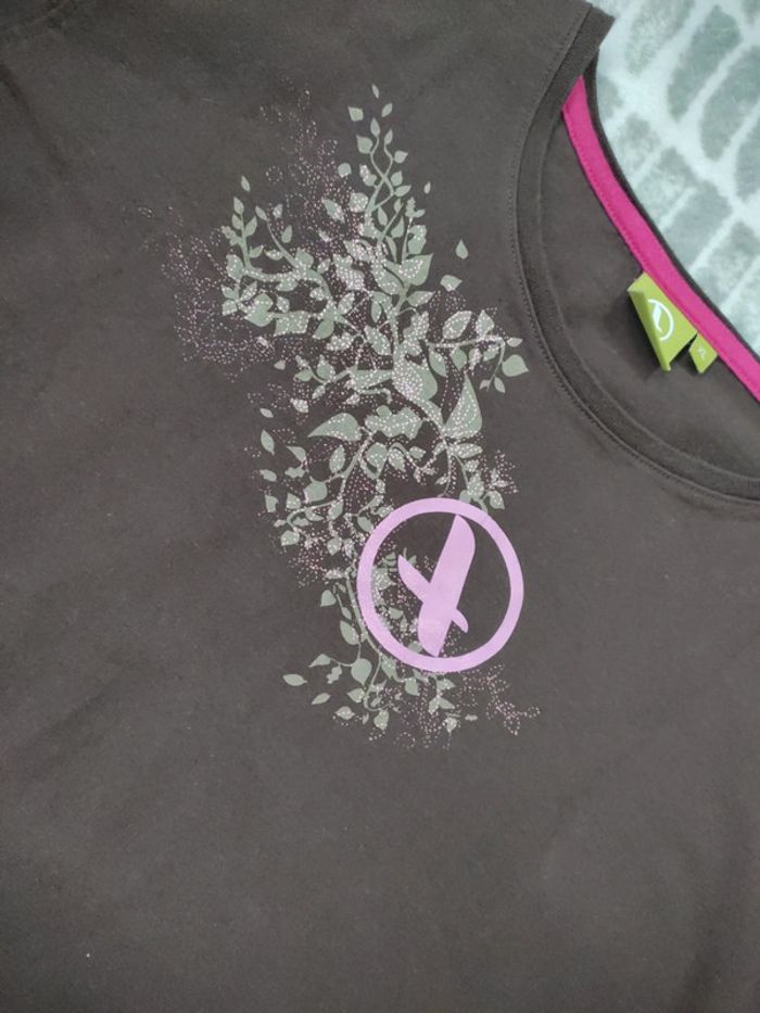 Sweat marron manches longues imprimé rose Aigle taille Xl 42 - photo numéro 2