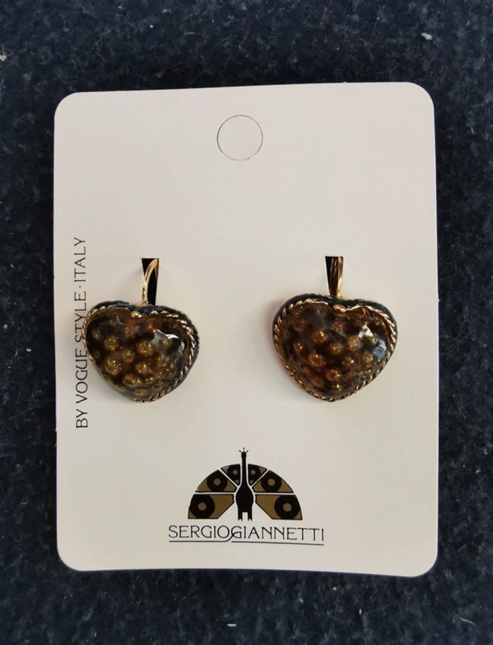 Boucles d'oreilles cœurs a paillettes