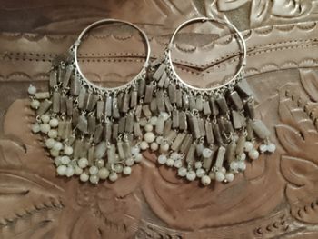 boucles d'oreilles en argent massif et jaspes marrons claires vintage années 70.