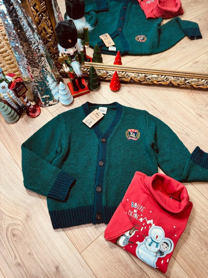 Taille 4 ans sous pull cardigan Noël garçon Tao Sergent Major rouge vert 🎄