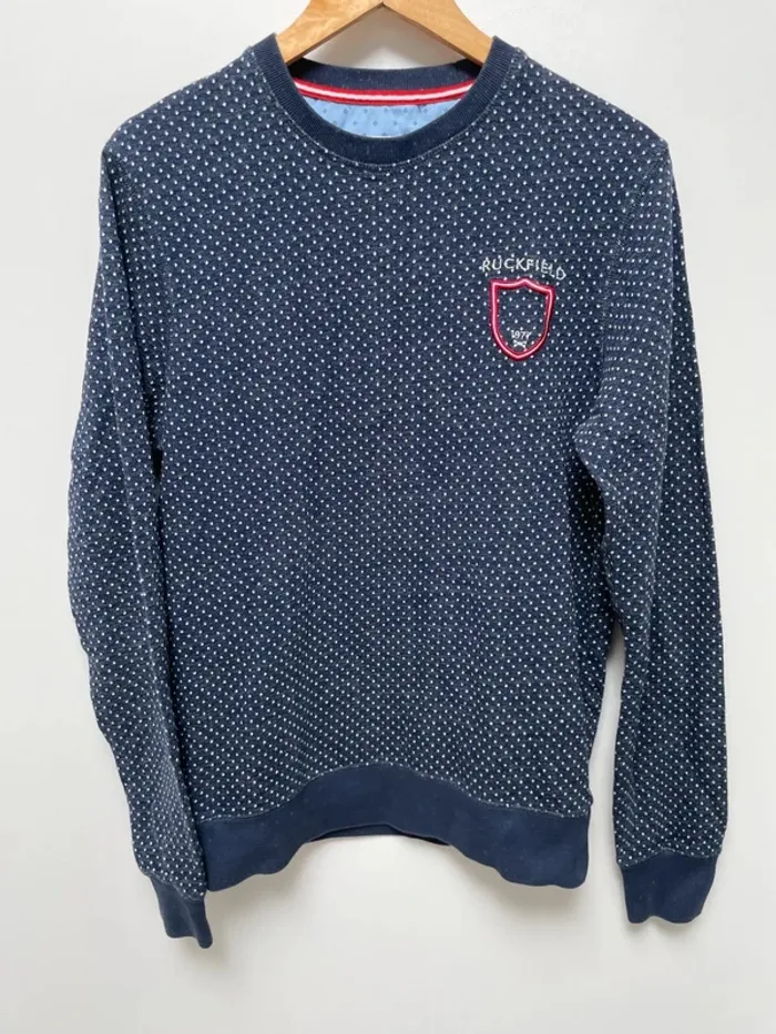Pullover polka dots navy blue rugby Ruckfield Mens Small