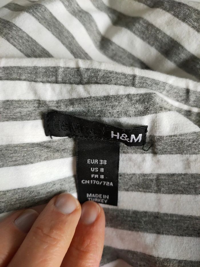 Jupe rayée gris et blanc H&M - photo numéro 3