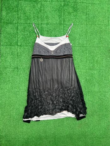 Robe tulle noir rayé chic taille L 40