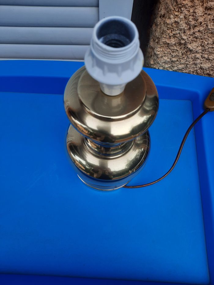 Pied de lampe en métal doré ancien 1950 - photo numéro 3